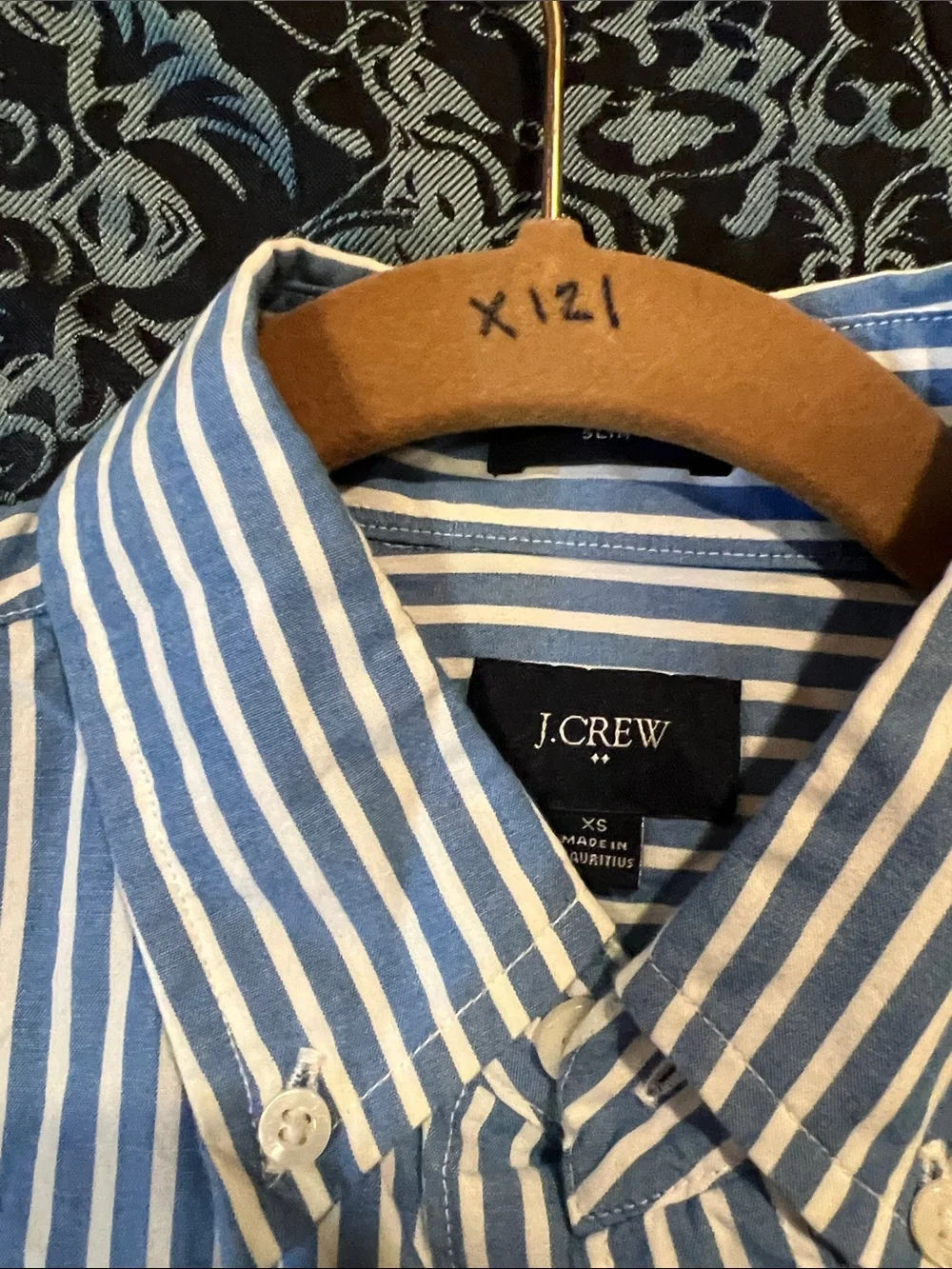 J. Crew Blue and White Vertical Stripe Button-Down Shirt